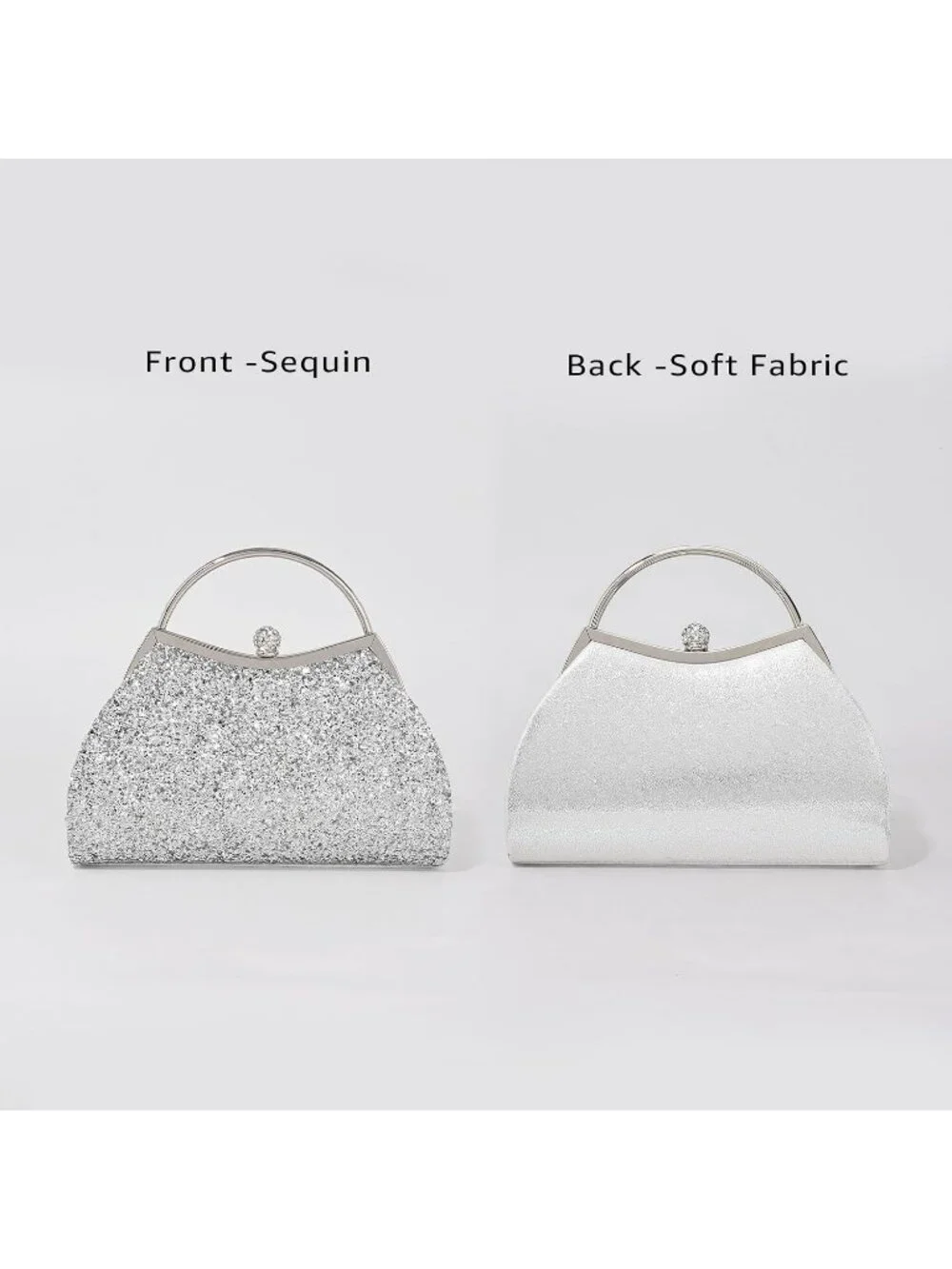 Women's Sequin Silver Y Glitter Pleated Clutch Purse Sparkly Wedding Evening Bag